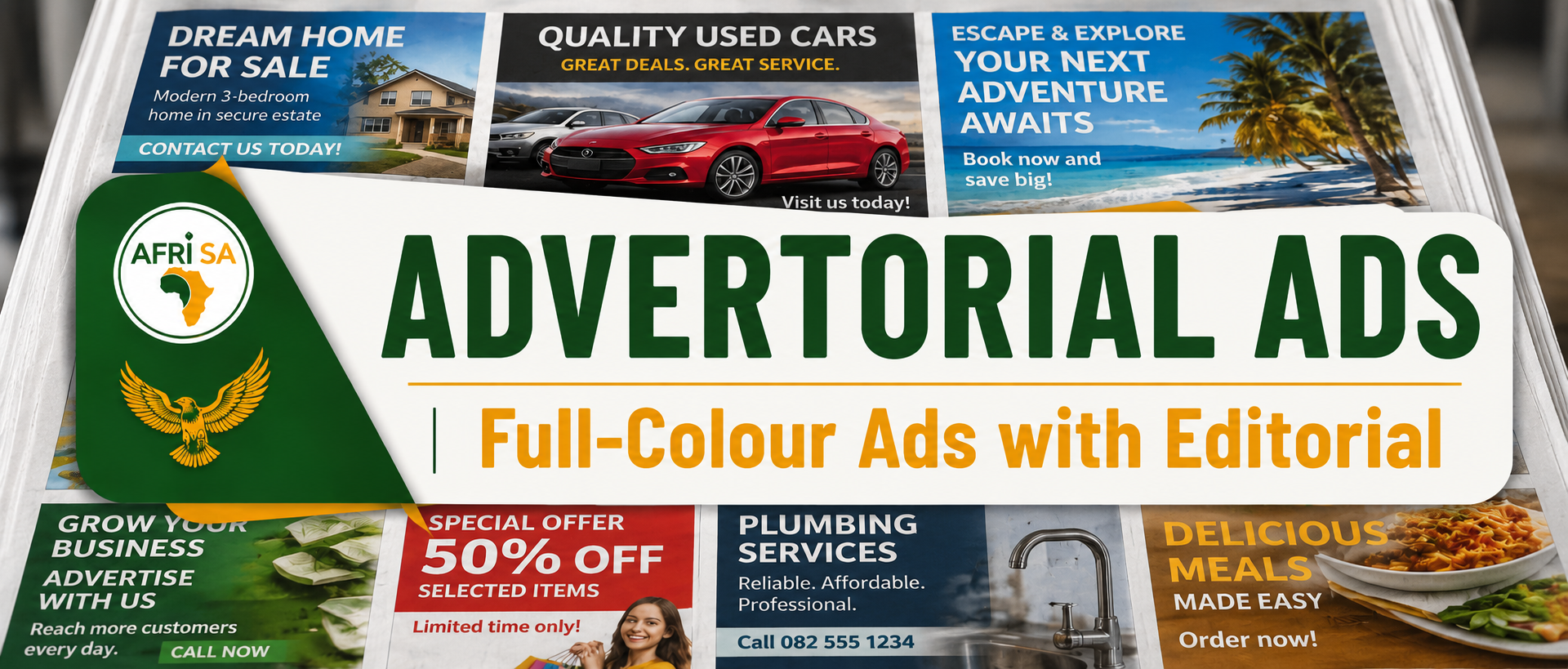 Advertorial Ads — full-colour ads with editorial on Afri SA